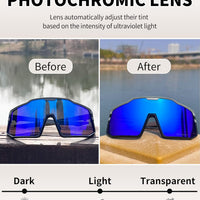 LECAGE Polarized Photochromic Cycling Sunglasses for Men & Women, White, NEW