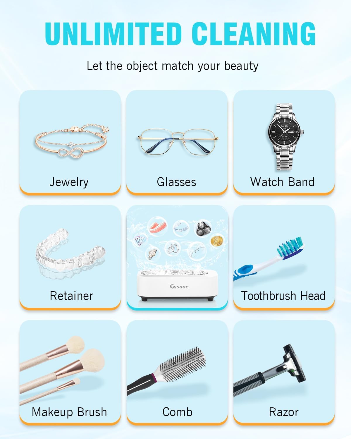 Ultrasonic Jewelry Cleaner - 350ml Portable Cleaning & Care Unisex Solution NEW