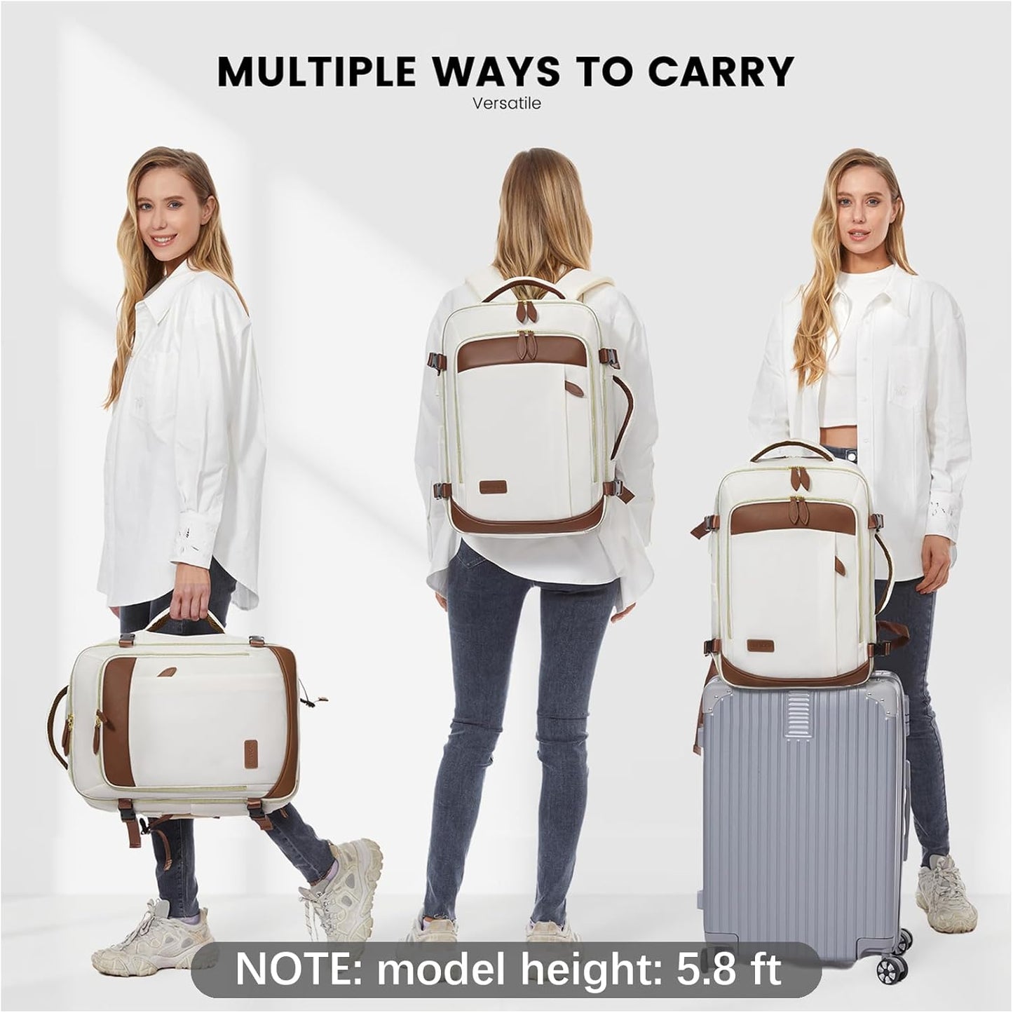 LOVEVOOK 40L Backpacks Backpack with 3 Packing Cubes Beige & Brown Size 17" NEW