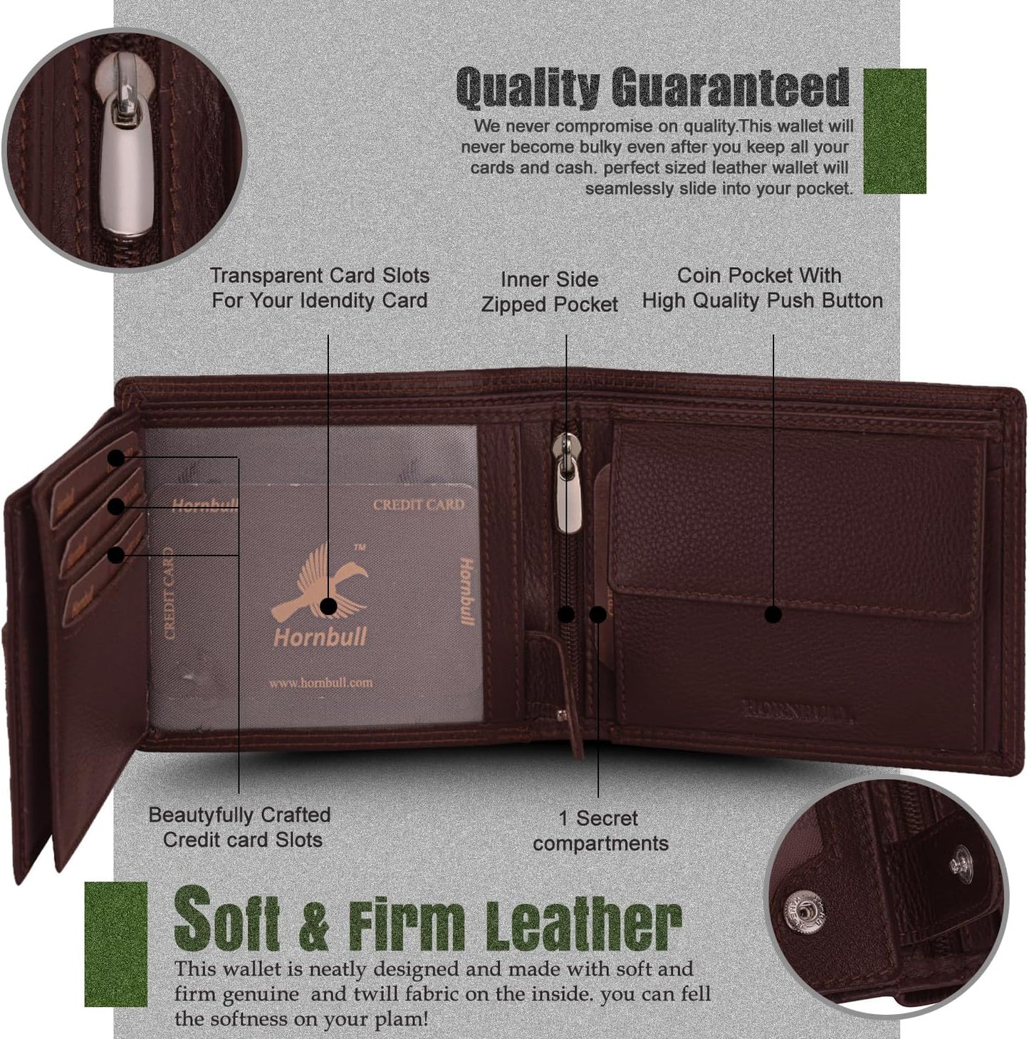 HORNBULL Mens Accessories Gift Set - Brown Wallet and Belt Combo NEW