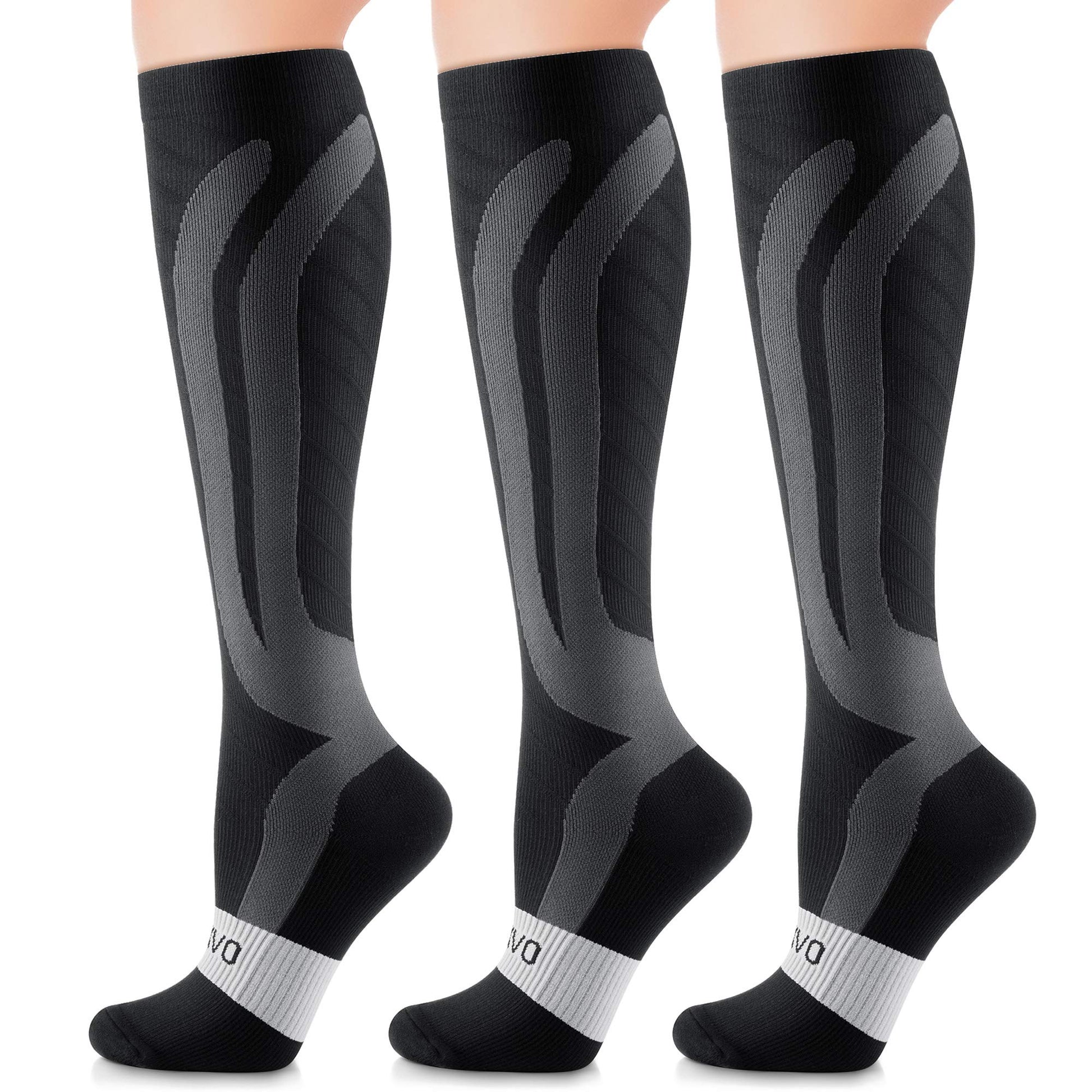 CAMBIVO Compression Socks 20-30 mmHg for Men & Women, Grey, Large/X-Large DEMO
