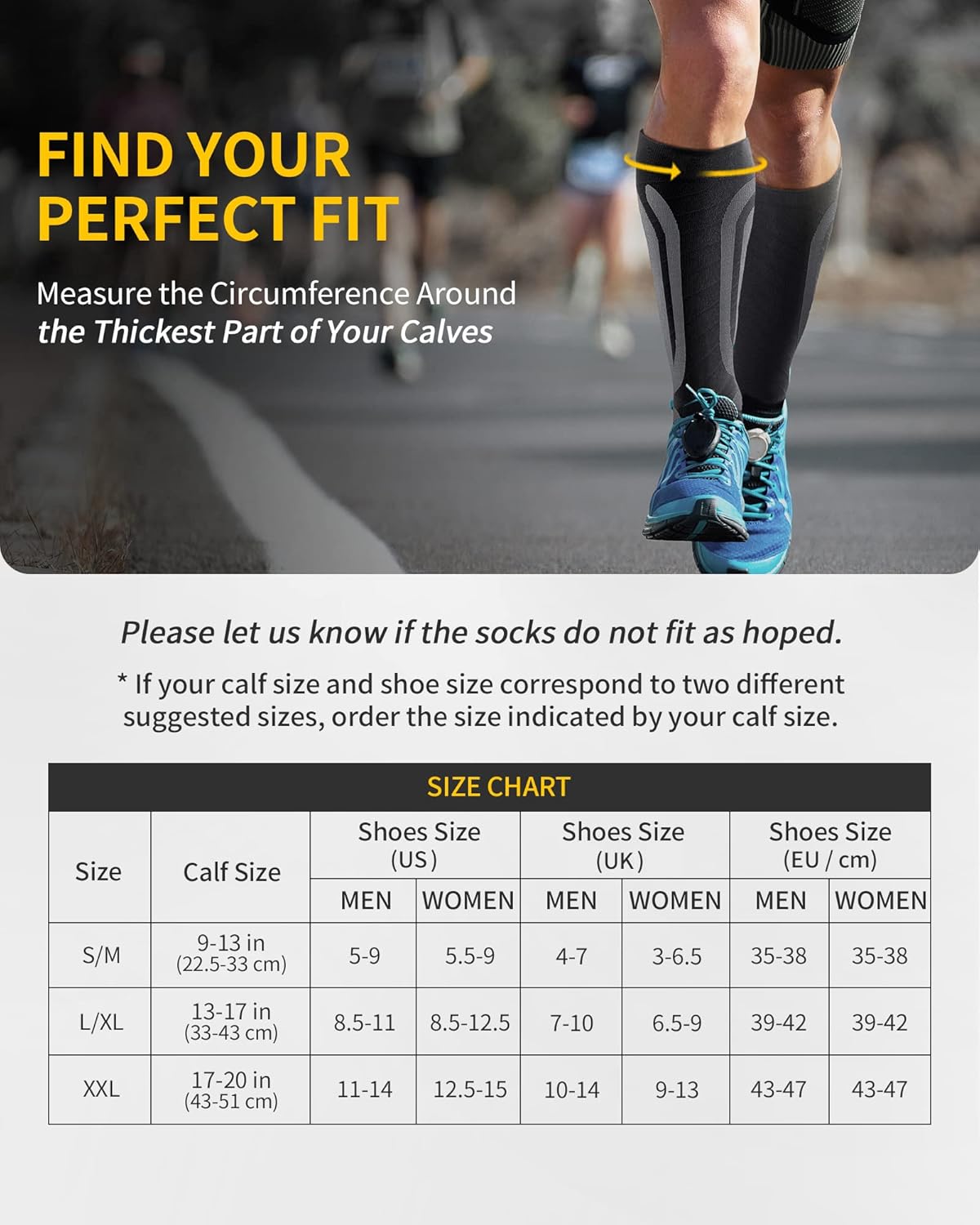 CAMBIVO Compression Socks 20-30 mmHg for Men & Women, Grey, Large/X-Large DEMO