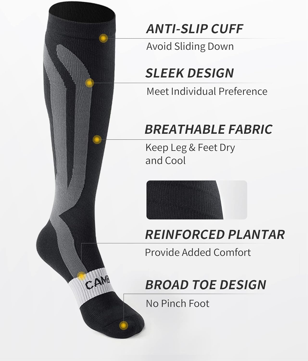 CAMBIVO Compression Socks 20-30 mmHg for Men & Women, Grey, Large/X-Large DEMO