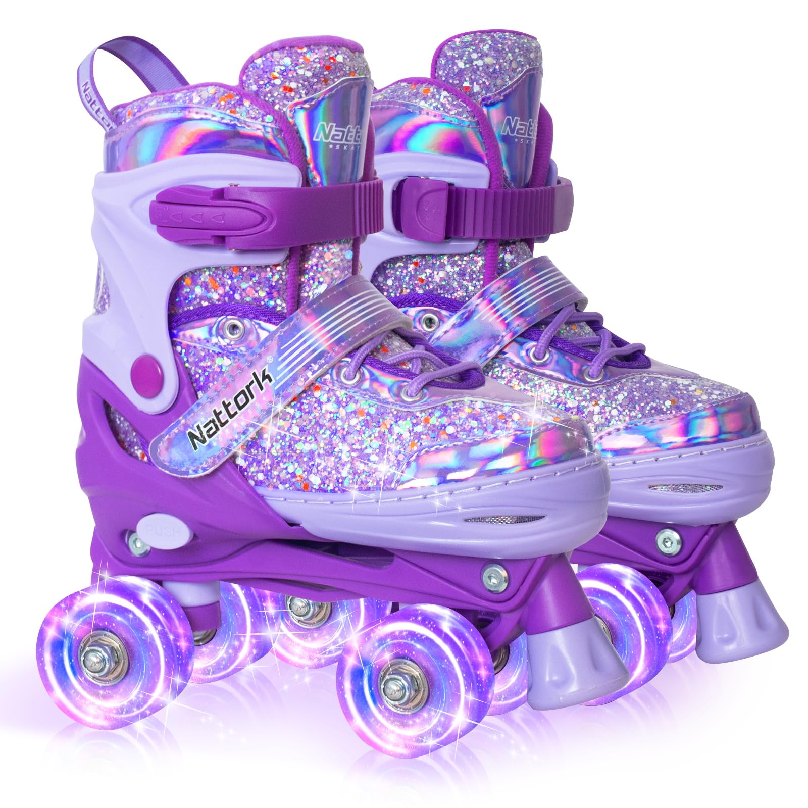 Nattork Kids Adjustable Roller Skates, Dream Purple, Medium (1-4) Size Size NEW