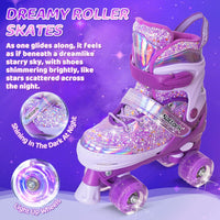 Nattork Kids Adjustable Roller Skates, Dream Purple, Medium (1-4) Size Size NEW