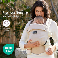 Momcozy Ergonomic Baby Carrier Lightweight Cozy Khaki for 7-44 lbs Infants NEW