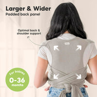 KeaBabies Baby Wrap Carrier Ring Sling Adjustable Comfortable Stone Gray DEMO