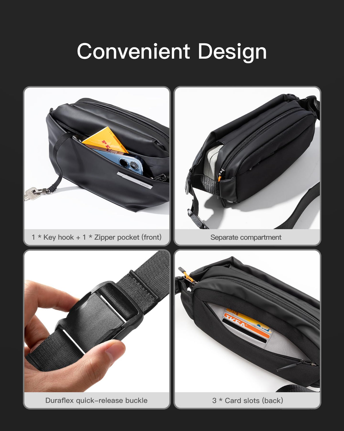 Inateck Unisex Stylish Small Cross-Body Sling Bag, Adjustable Shoulder DEMO