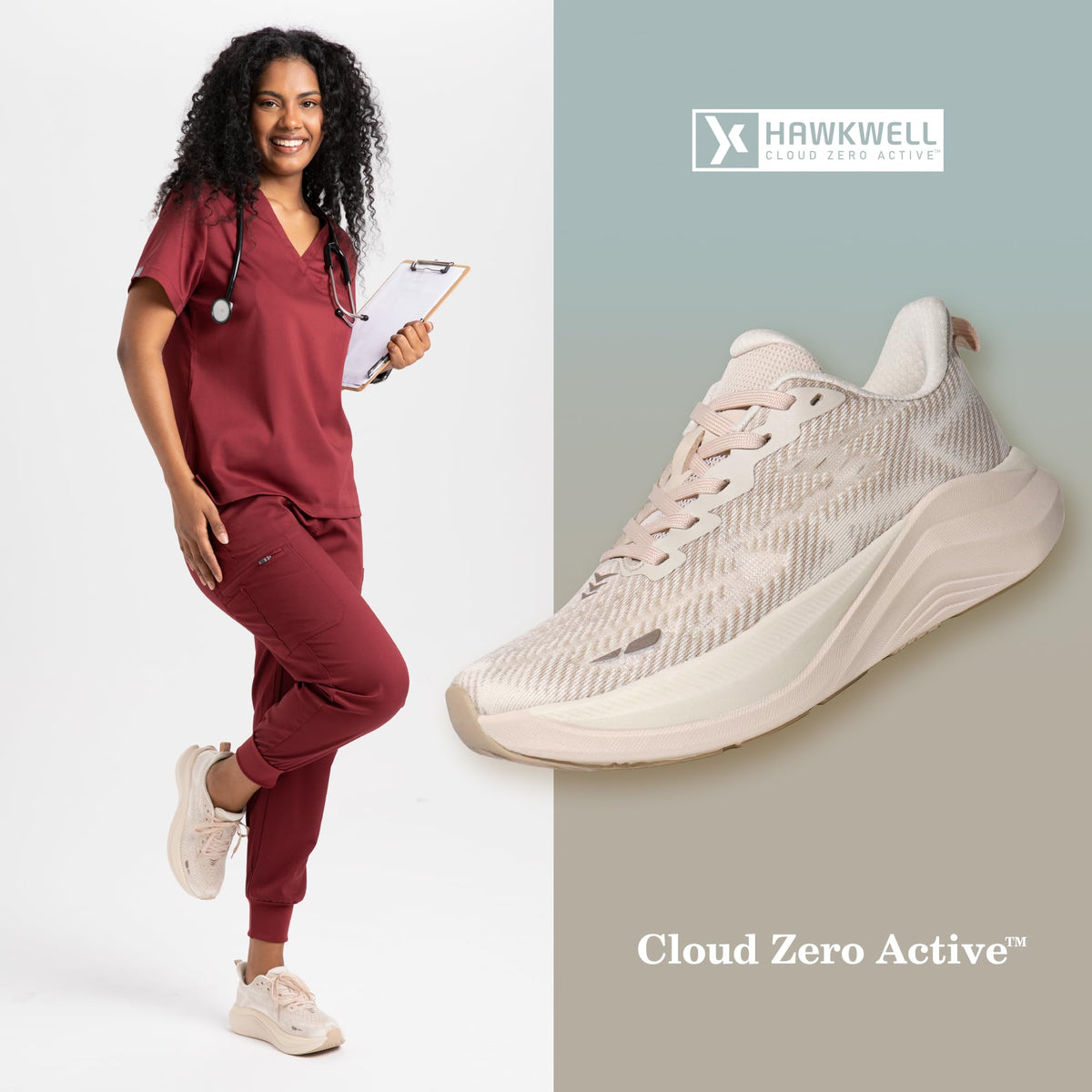 Hawkwell Cloud Zero Active Cushion Breathable Tennis Shoes Beige US 6.5 NEW
