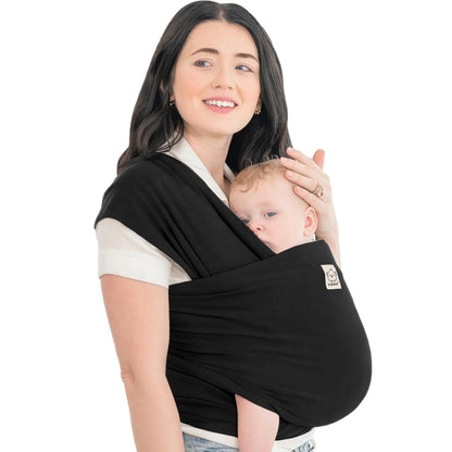 KeaBabies Trendy Black Baby Wrap Carrier - All-in-1 Newborn to Toddler DEMO
