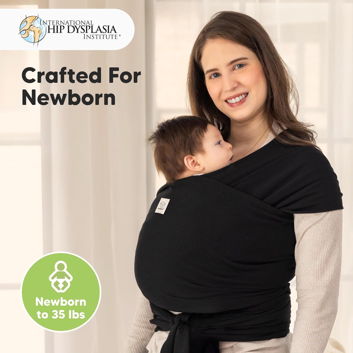 KeaBabies Trendy Black Baby Wrap Carrier - All-in-1 Newborn to Toddler DEMO