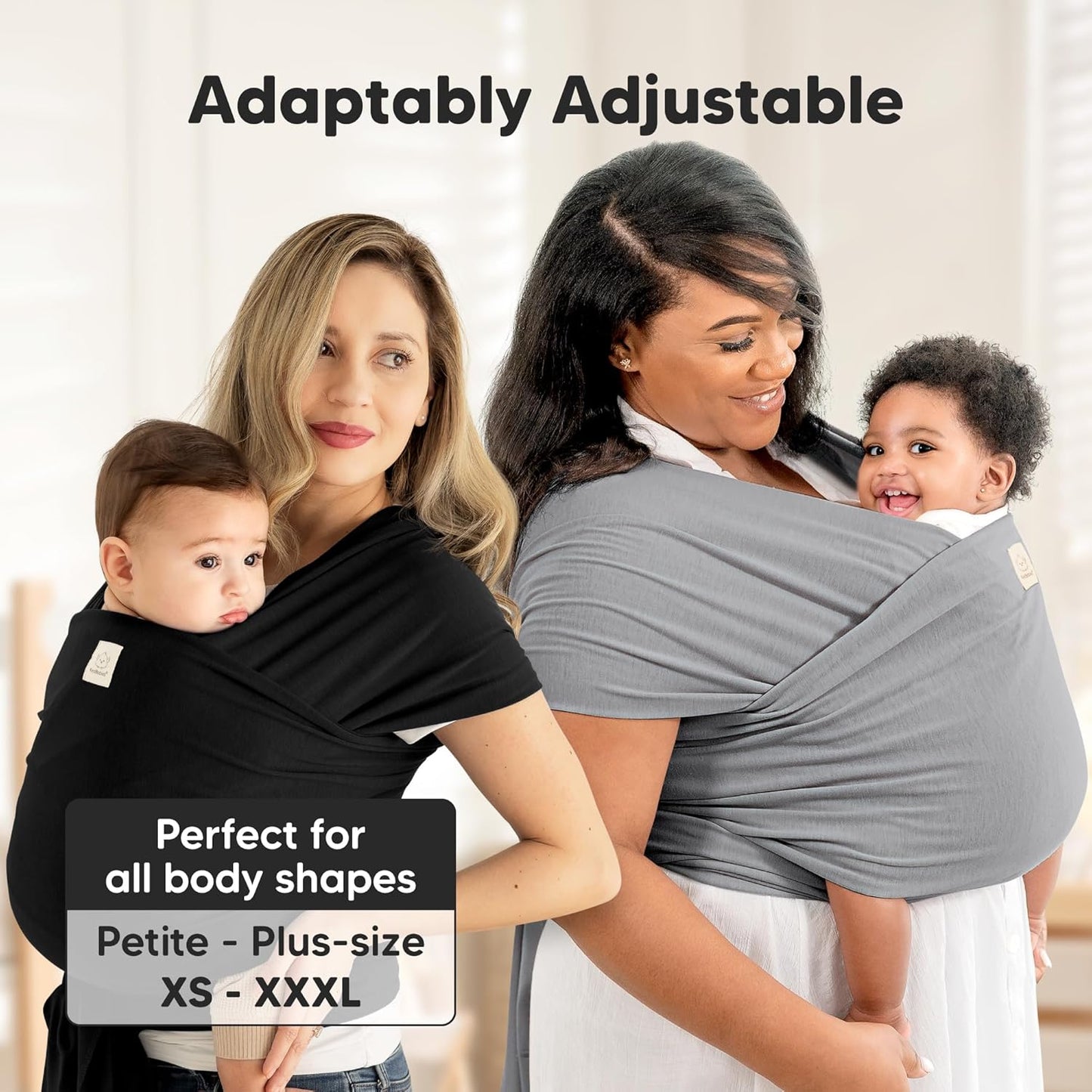 KeaBabies Trendy Black Baby Wrap Carrier - All-in-1 Newborn to Toddler DEMO