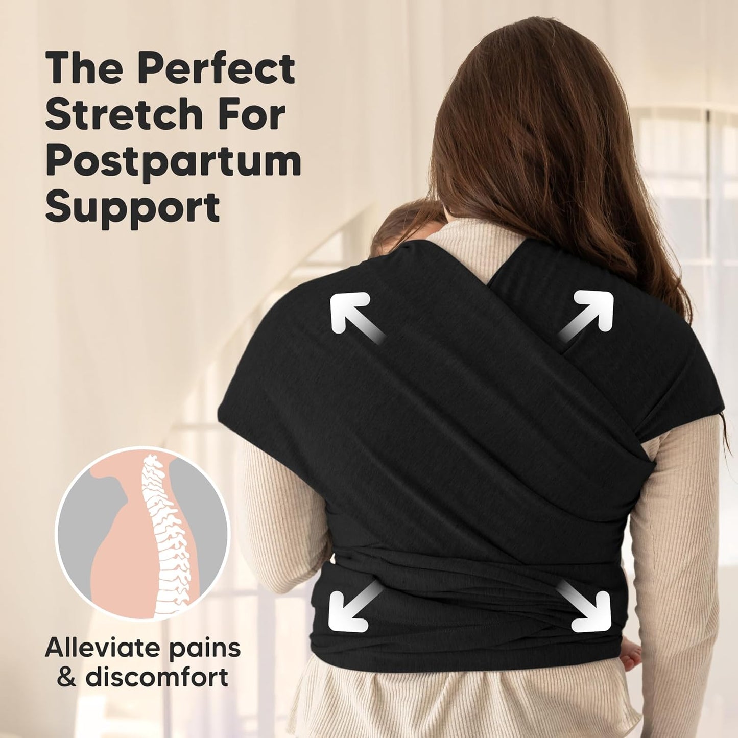 KeaBabies Trendy Black Baby Wrap Carrier - All-in-1 Newborn to Toddler DEMO