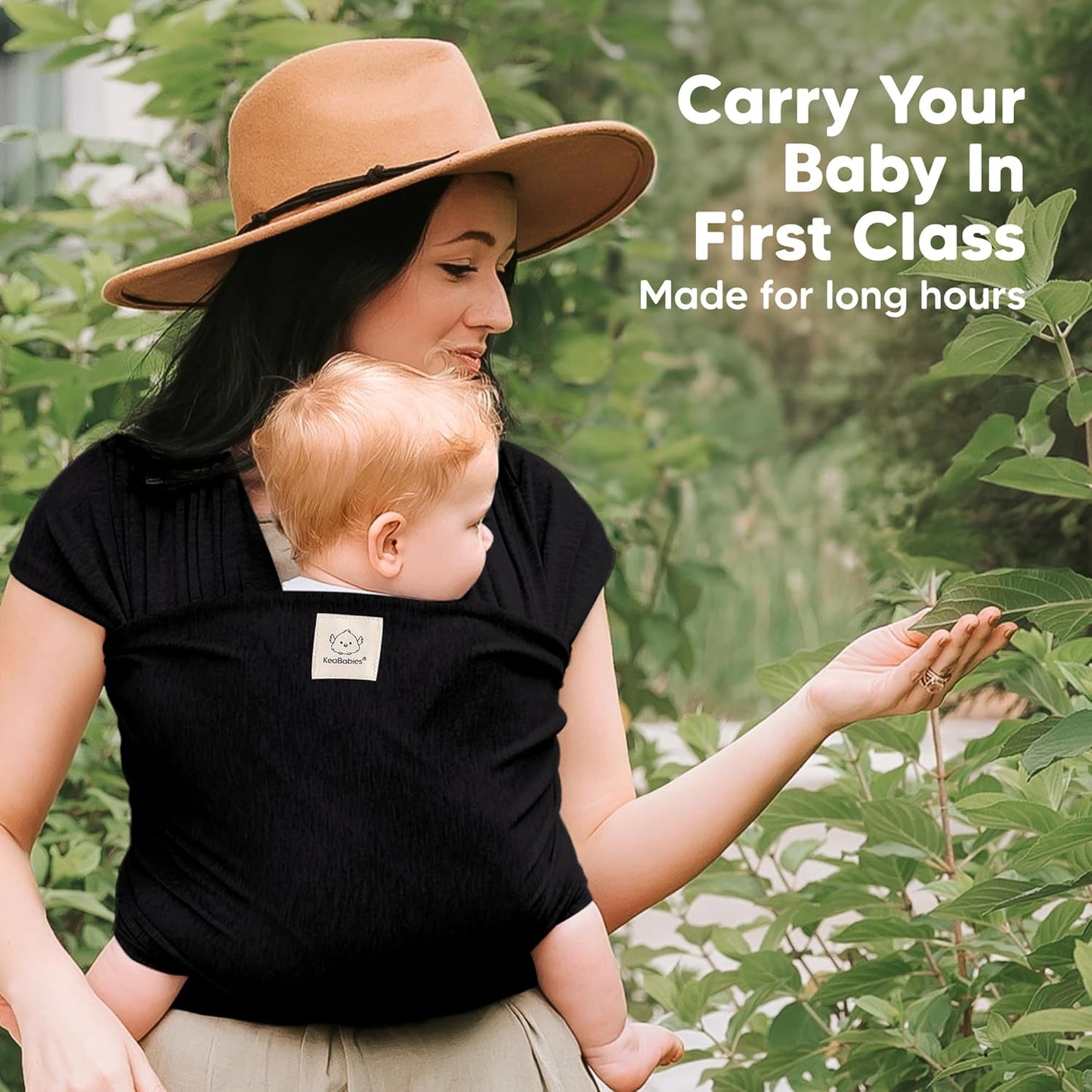 KeaBabies Trendy Black Baby Wrap Carrier - All-in-1 Newborn to Toddler DEMO