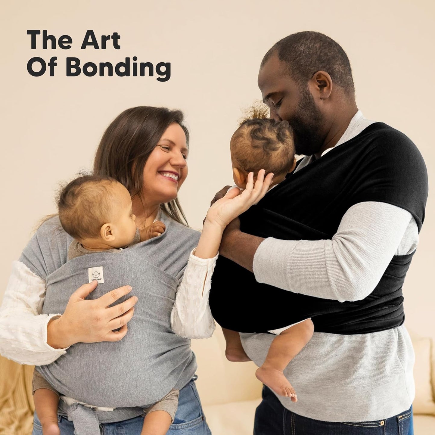 KeaBabies Trendy Black Baby Wrap Carrier - All-in-1 Newborn to Toddler DEMO