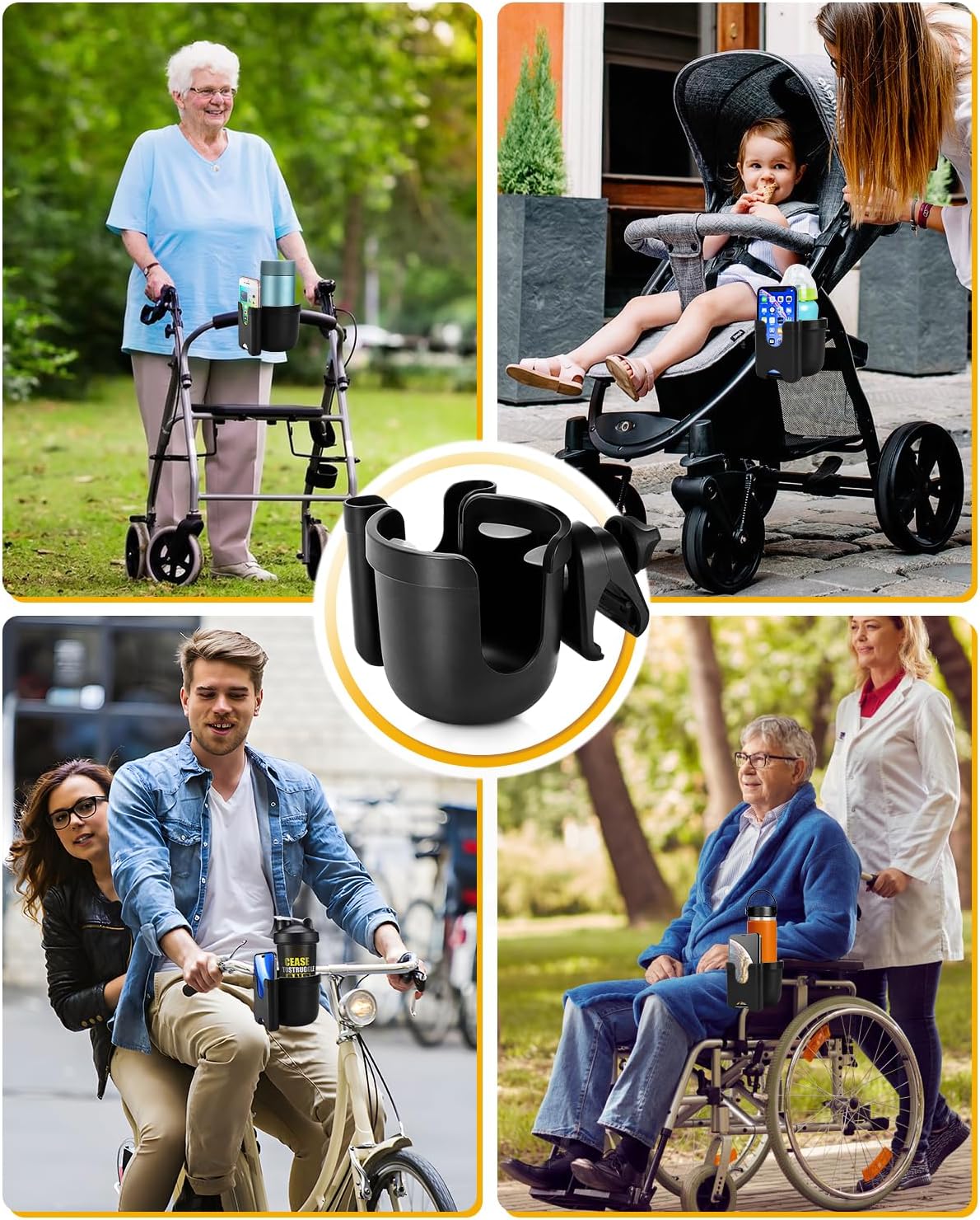 BUNDLEPRO 2-in-1 Cup Holders Stroller Cup Holder with Mobile Phone Case NEW