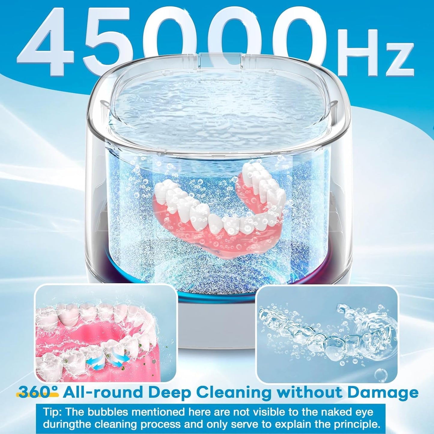 Exluvon Unisex Ultrasonic Dental Retainer Cleaner, 250ml White Portable DEMO