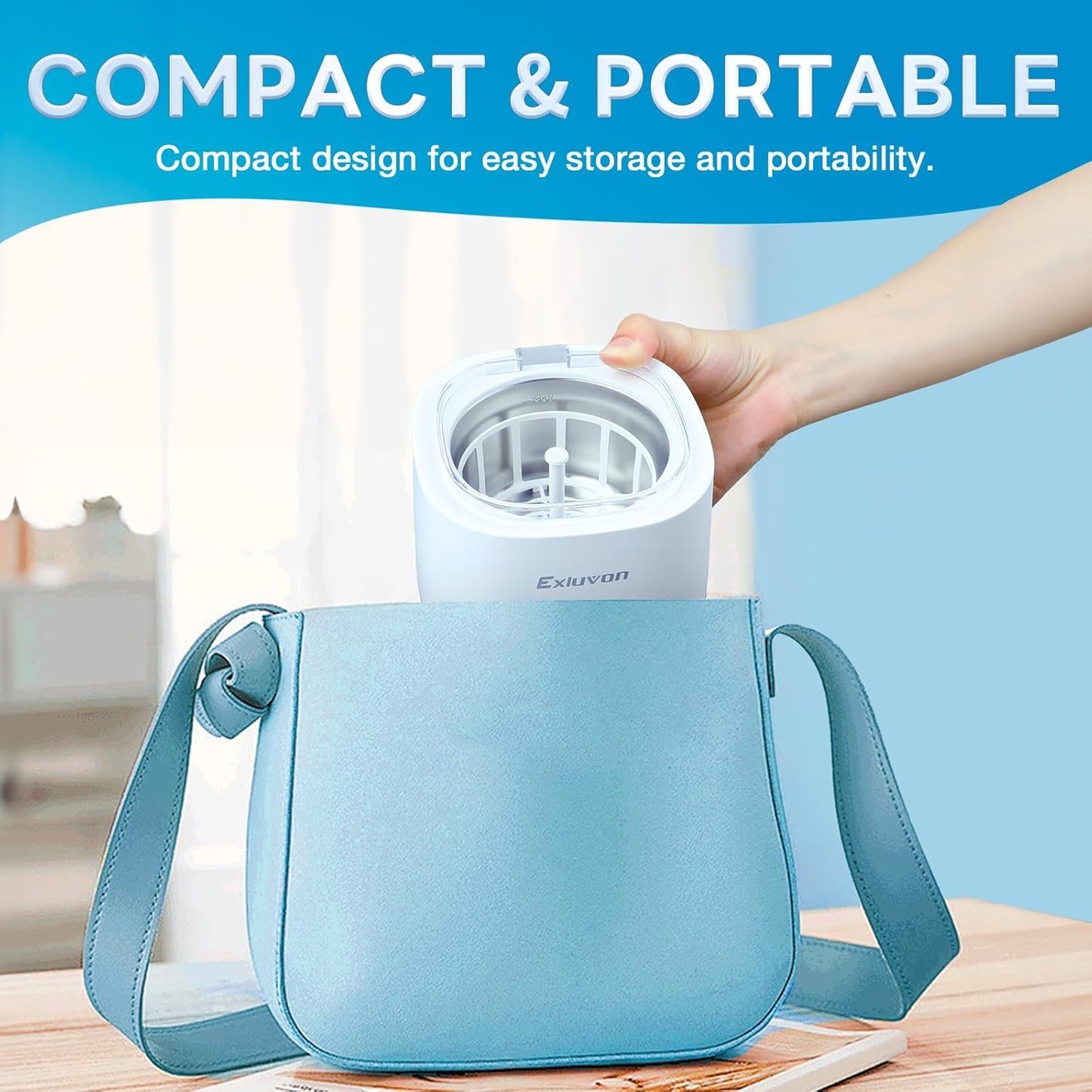 Exluvon Unisex Ultrasonic Dental Retainer Cleaner, 250ml White Portable DEMO