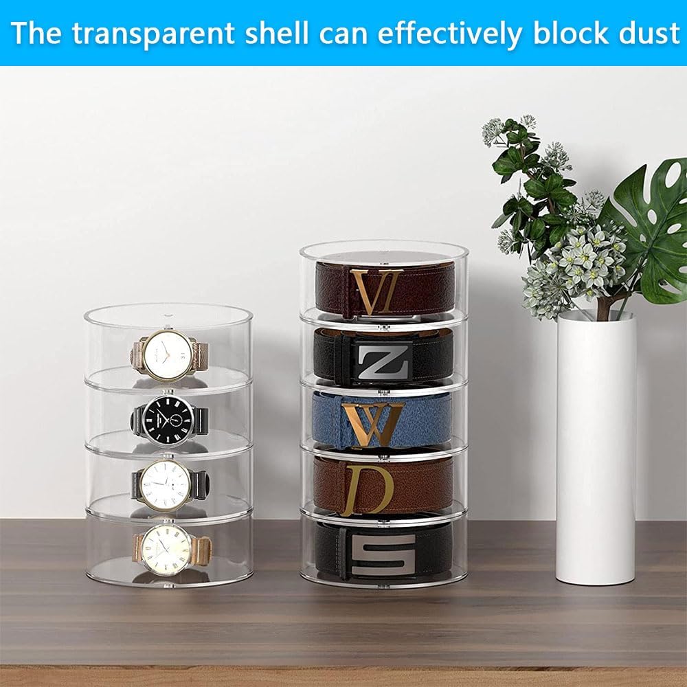 5-Layer Clear Acrylic Watch Boxes Organizer Closet Storage Display NEW