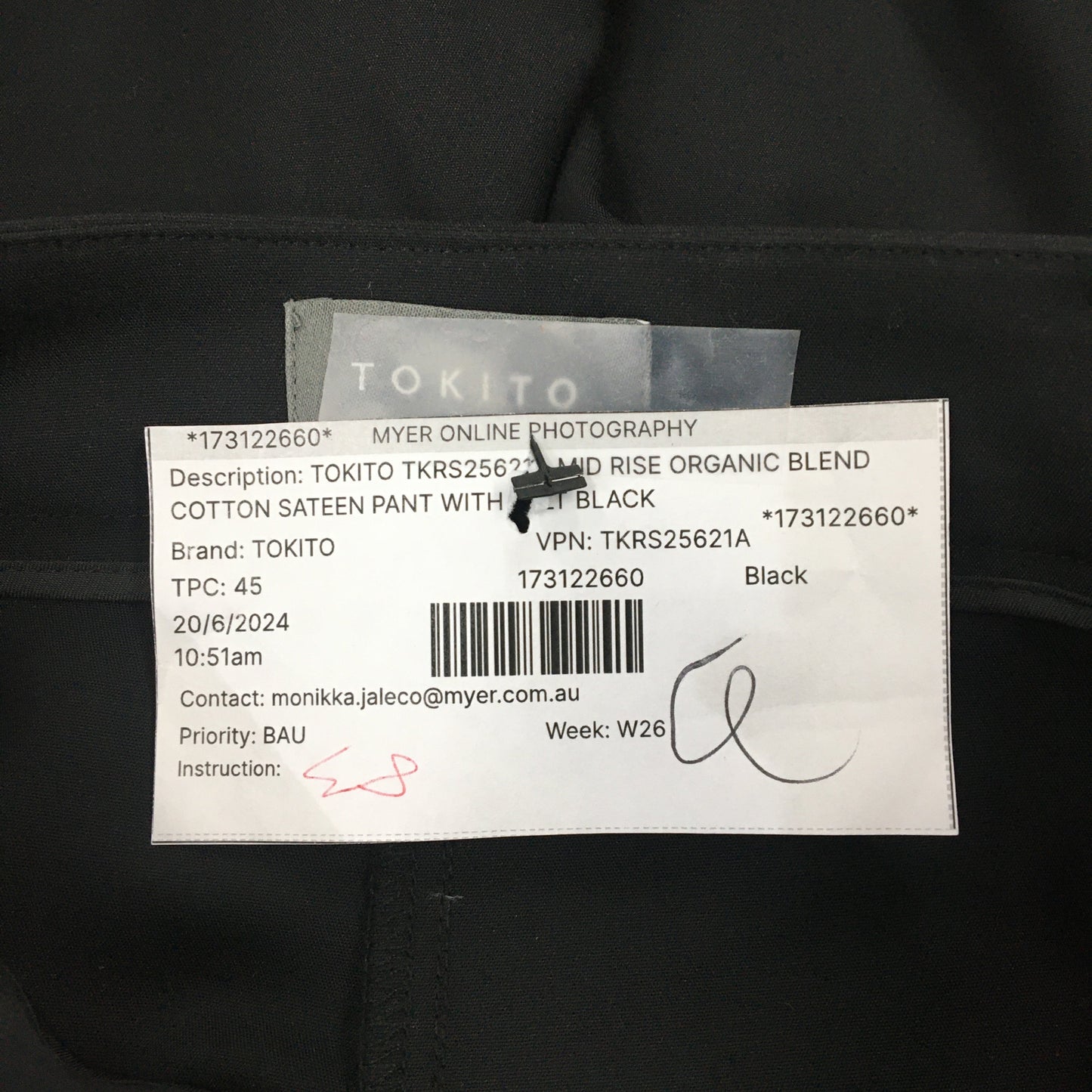 Tokito Cotton Sateen Relaxed Fit Pants for Women Black Size 8 NEW