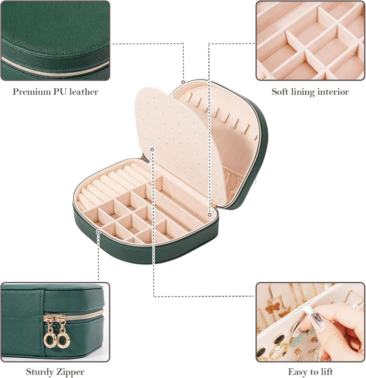ProCase Womens Portable Boxes Seashell-Shaped Jewelry Box in Emerald by NEW