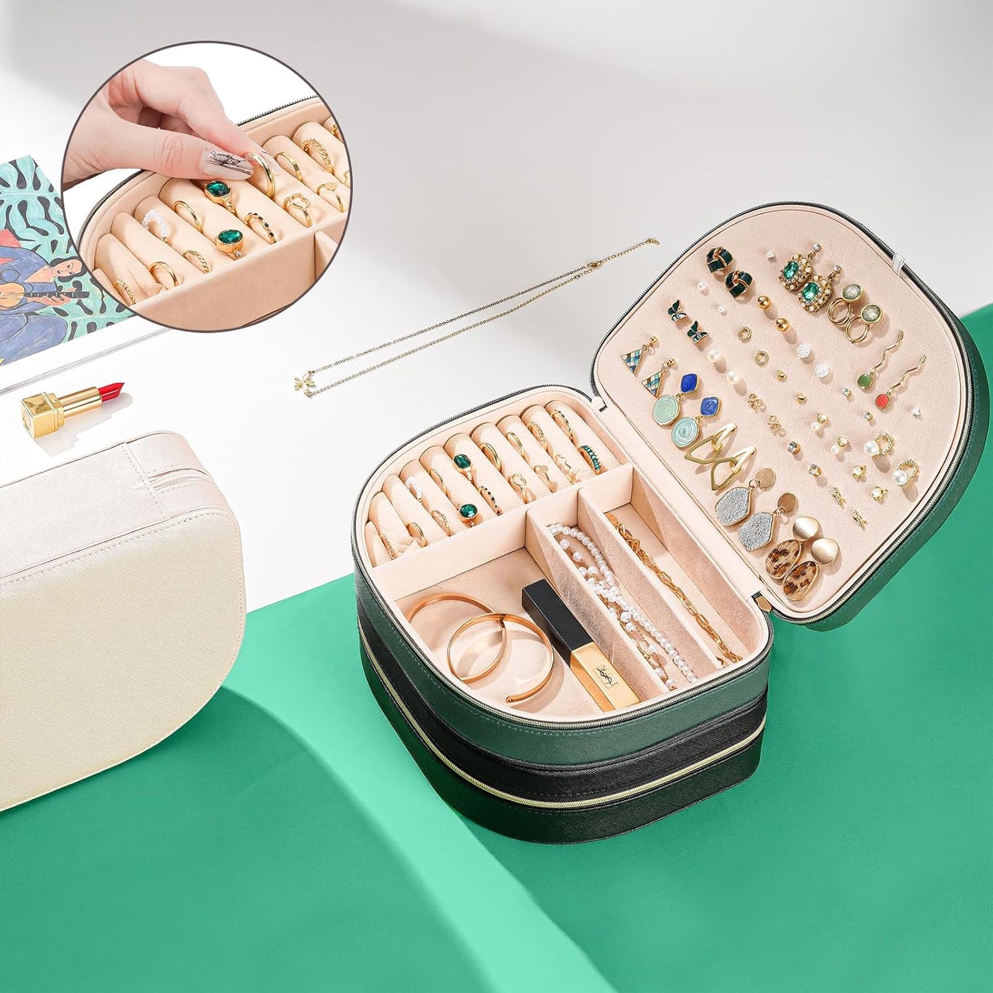 ProCase Womens Portable Boxes Seashell-Shaped Jewelry Box in Emerald by NEW