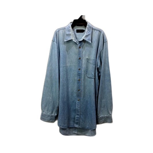 A&F Mens Denim Button Down Shirt Light Blue Casual Everyday Wear Size Large