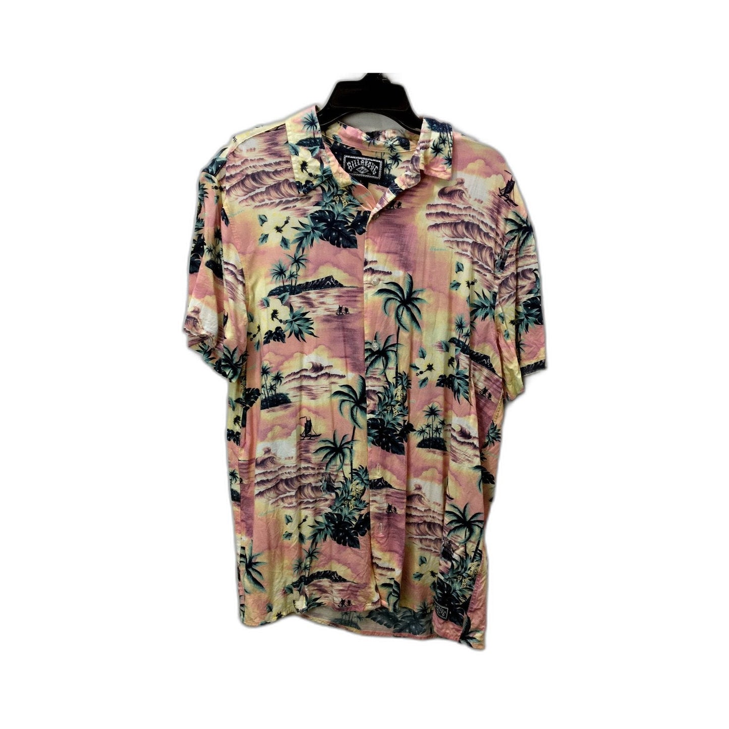 Billabong Tropical Floral Button-Up Mens Shirt Viscose Short Sleeve Size Small