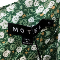 Womens Motel Elara Floral Print Green Short Sleeve Dress Size S NEW