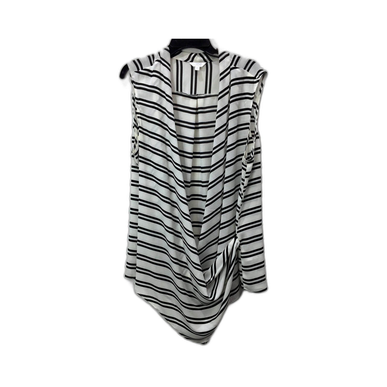KHOKO Womens Striped Pullover Wrap Tank Top Casual Black and White NEW