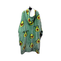 Unisex Oodie Pullover Hooded Sweatshirt Green with Avocado Print One Size