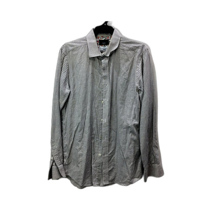 Tessituramonti Group Mens Slim Fit Button-Down Gingham Dress Shirt Gray Size M
