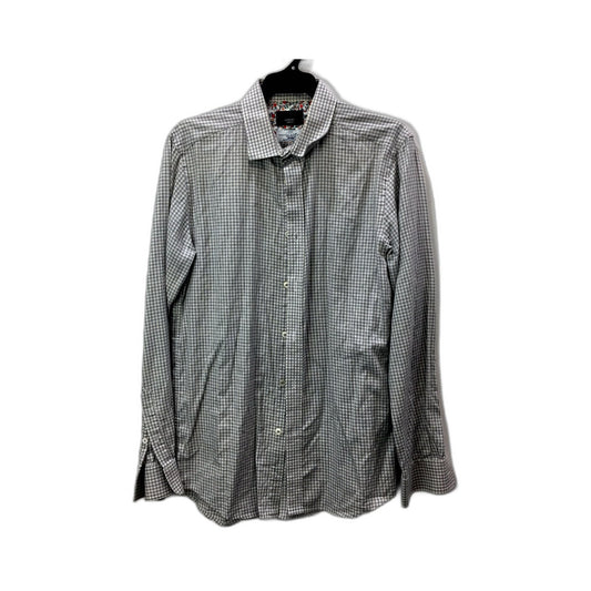 Tessituramonti Group Mens Slim Fit Button-Down Gingham Dress Shirt Gray Size M