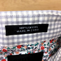 Tessituramonti Group Mens Slim Fit Button-Down Gingham Dress Shirt Gray Size M