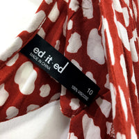 Ed.it.ed Womens Sleeveless Polka Dot Viscose Dress Red and White Size 10