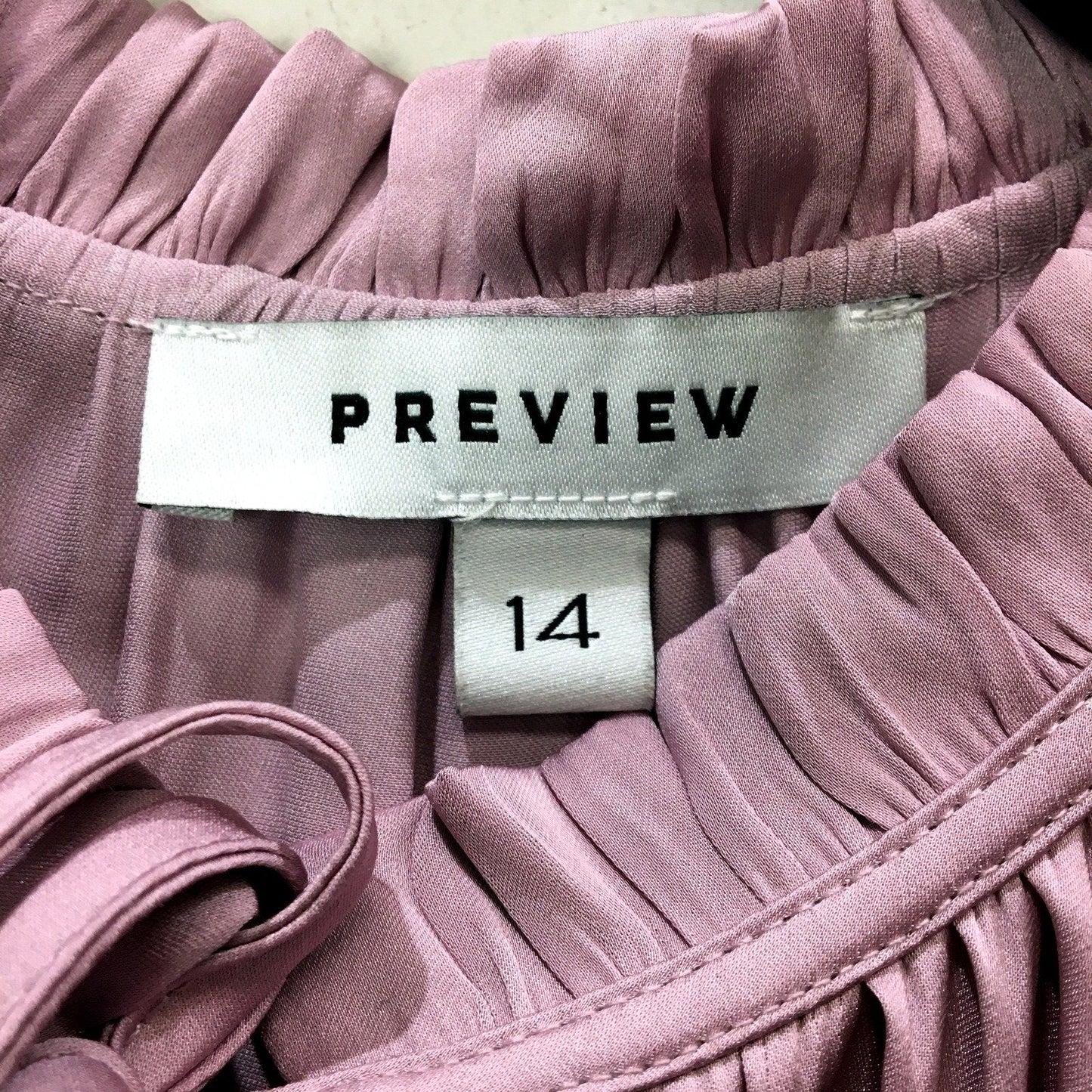Preview Womens Ruffle Sleeve Pleated Tie Neck Dress Light Purple Size 14 NEW