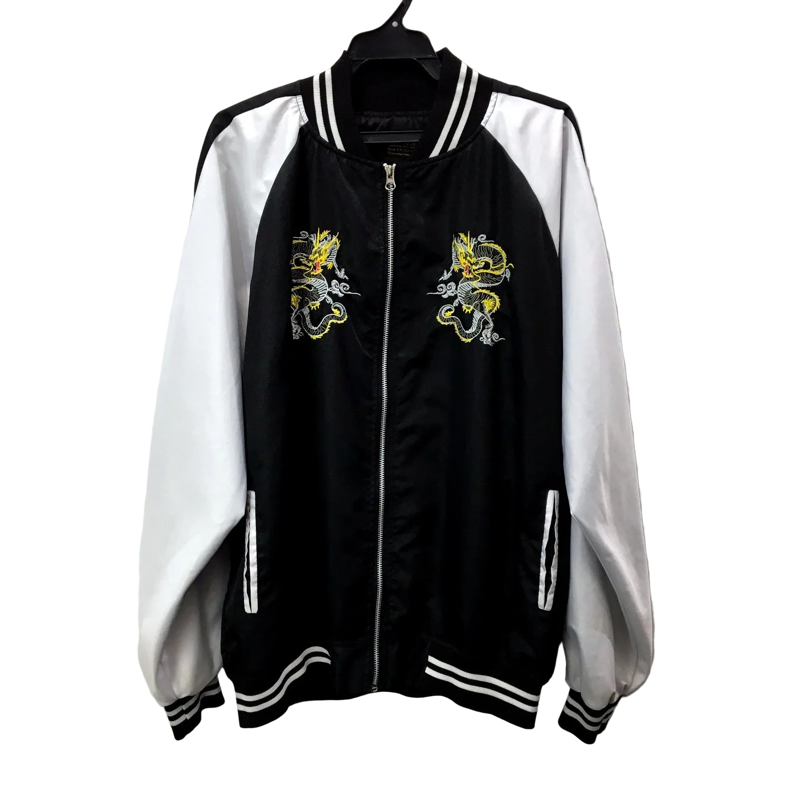 Unisex Bomber Jacket Black and White Lightweight Casual Stylish Size Small
