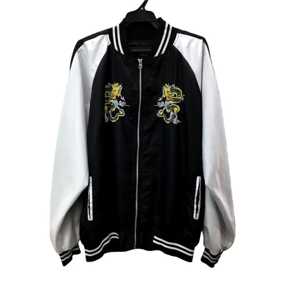 Unisex Bomber Jacket Black and White Lightweight Casual Stylish Size Small
