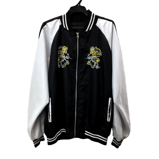 Unisex Bomber Jacket Black and White Lightweight Casual Stylish Size Small