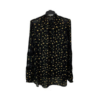 Decjuba Womens Floral Print Blouse Long Sleeve Ruffle Collar Shirt Black Size 10