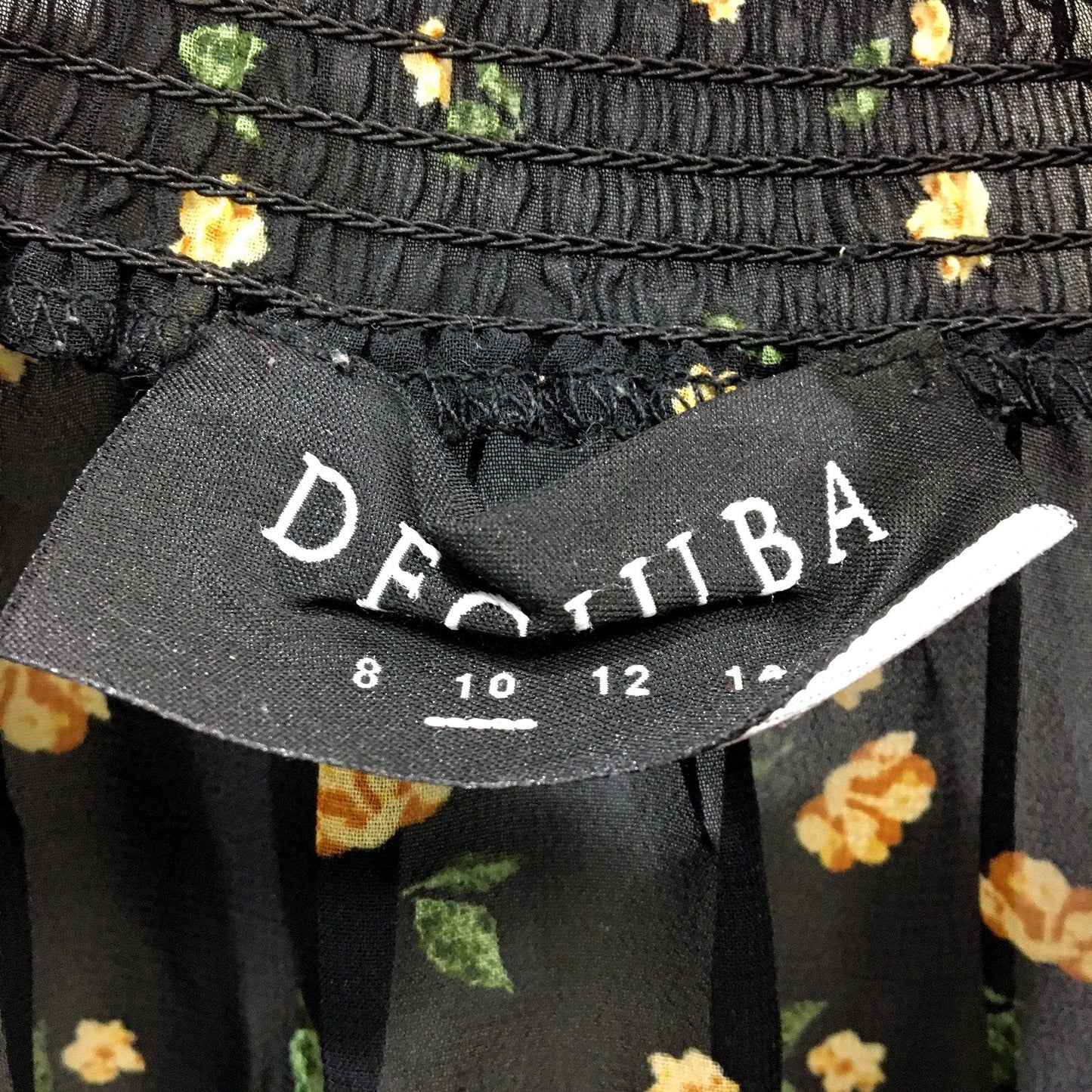 Decjuba Womens Floral Print Blouse Long Sleeve Ruffle Collar Shirt Black Size 10