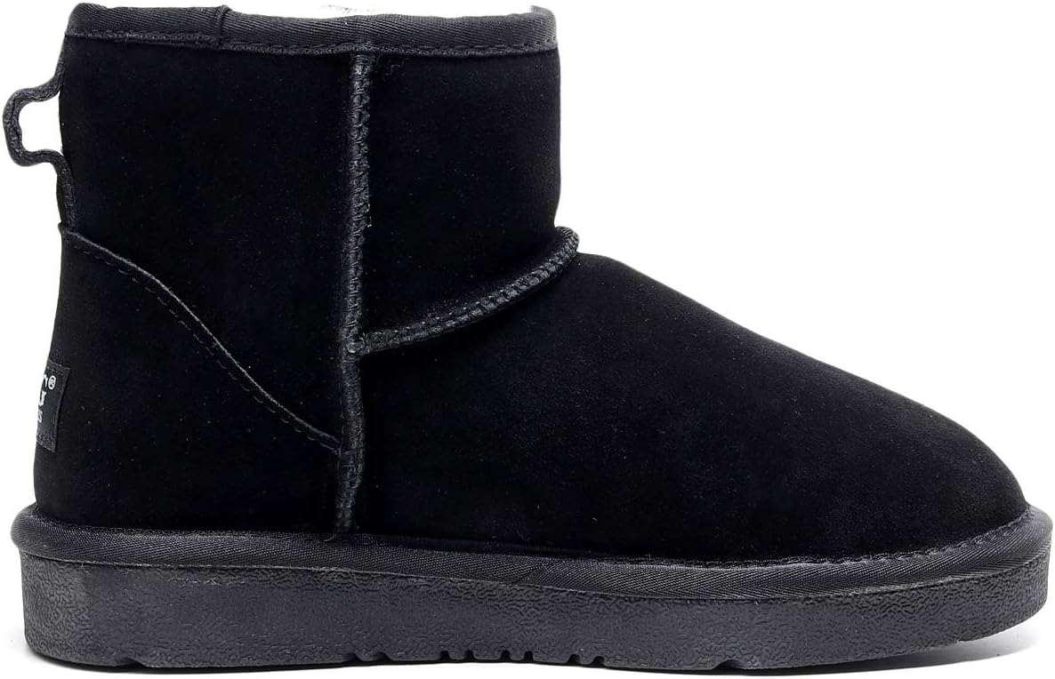 UGG Mini Classic Ankle Boots, Water Resistant Sheepskin Black Unisex L10 M8 NEW