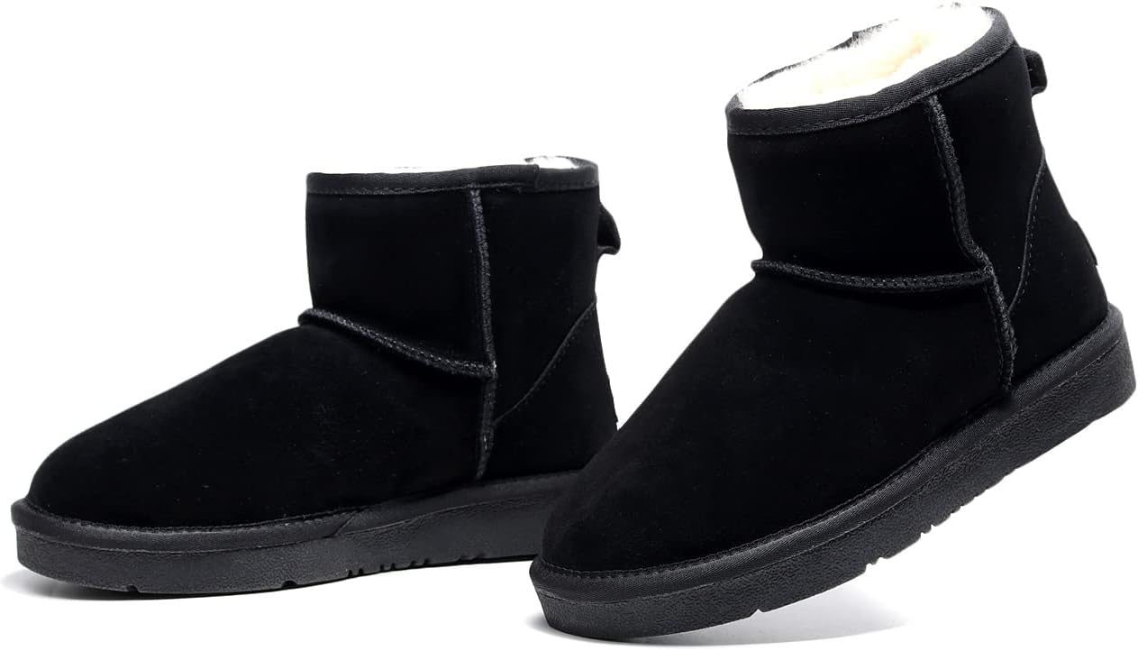 UGG Mini Classic Ankle Boots, Water Resistant Sheepskin Black Unisex L10 M8 NEW