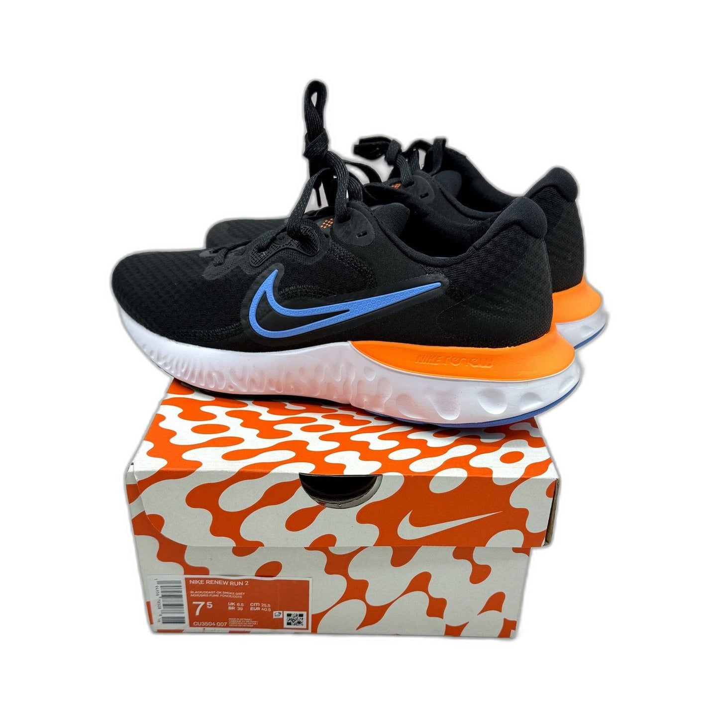 Nike Mens Renew Run 2 Lightweight Athletic Running Shoes Black US 7.5 NEW