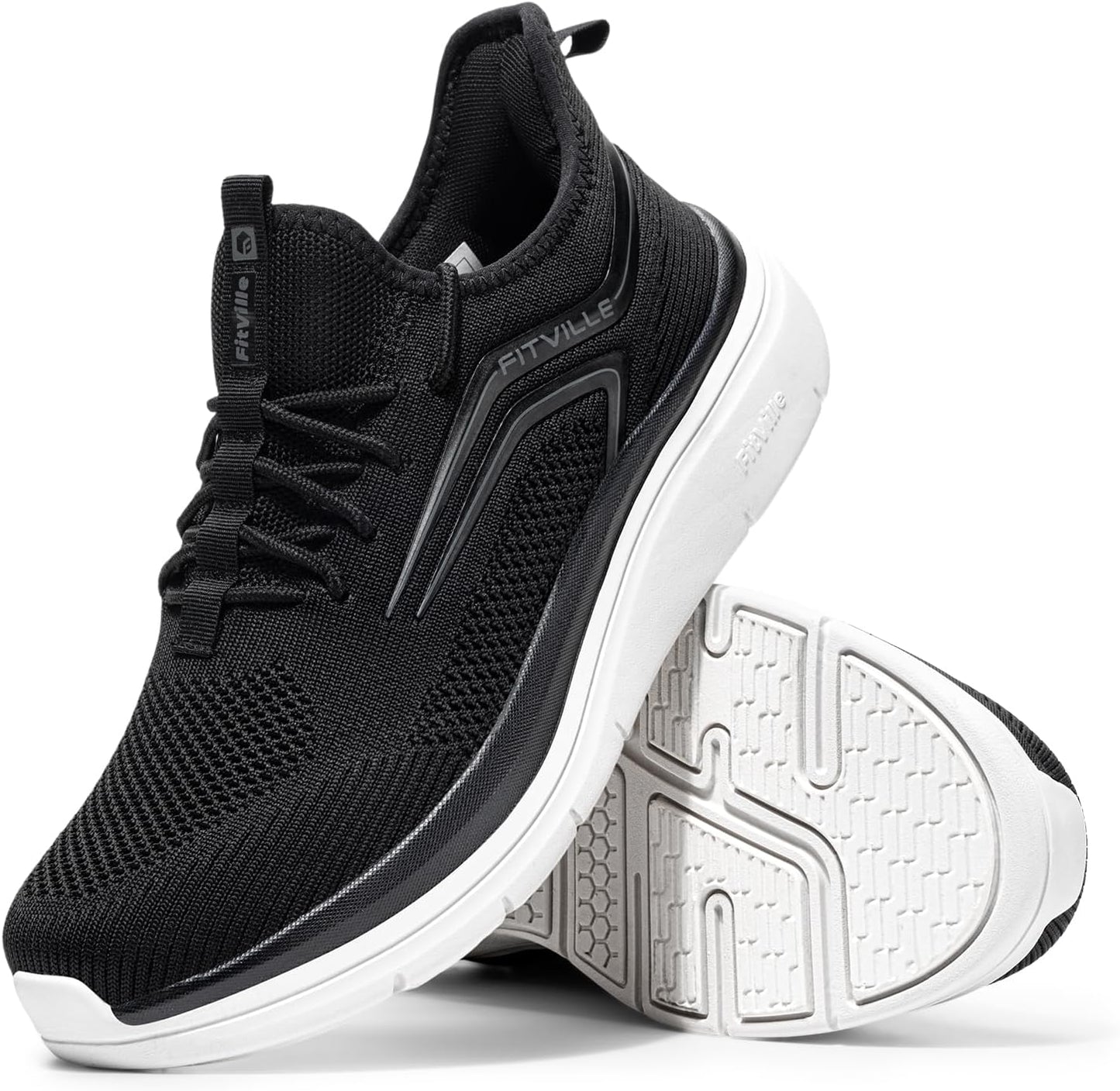 FitVille Extra Wide Fit Slip-On Road Running Shoes Arch Support WIDE US 8.5 NEW