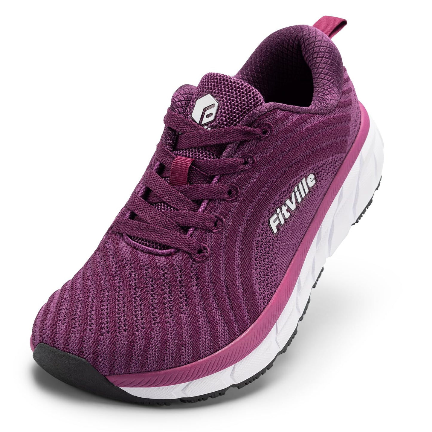 FitVille Lightweight WIDE FIT Raspberry Purple Road Running Shoes US 8W DEMO