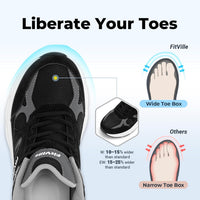 FitVille Rebound V1 Comfortable Arch Support Black Sneakers EXTRA WIDE US 9 DEMO