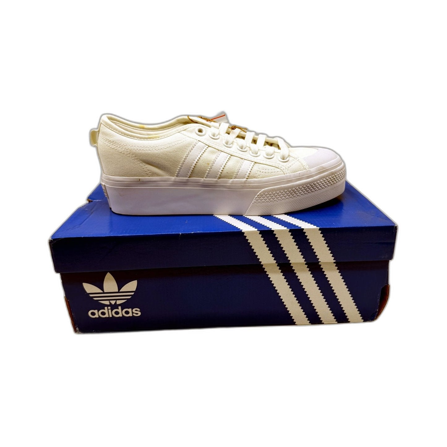 adidas Womens Nizza Platform Canvas White Sneakers - US Size 8.5 DEMO