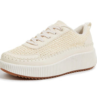 LUCKY STEP Chunky Casual Beige Braided Knit Trainers Sneakers US 8.5 NEW