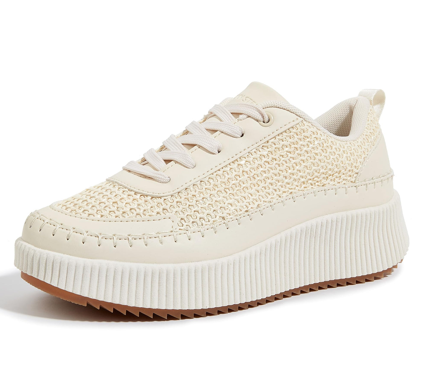 LUCKY STEP Chunky Casual Beige Braided Knit Trainers Sneakers US 8.5 NEW